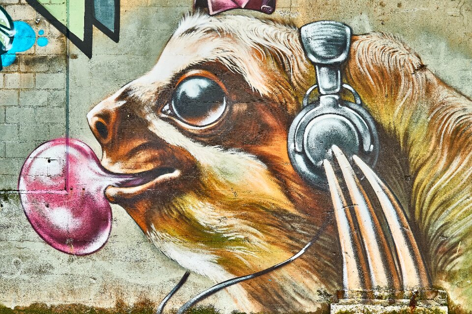 Headphones mural street art