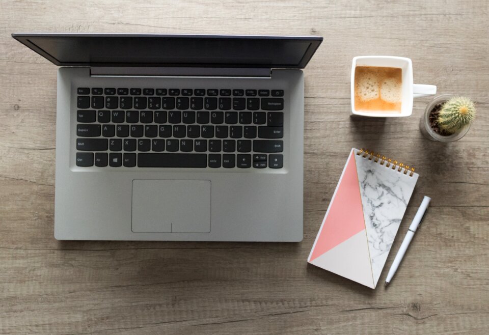 Laptop workplace coffee
