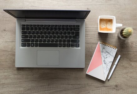 Laptop workplace coffee