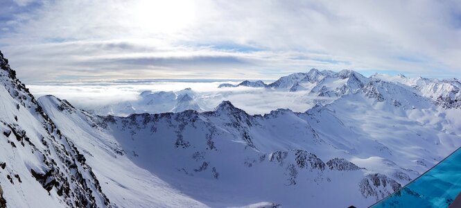 Panoramic ice mountain peak photo