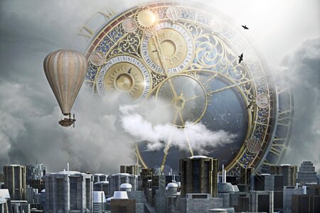 Clock city fantasy sci-fi photo