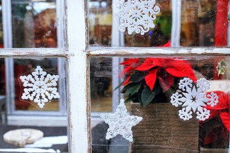 Weathered flowers wooden windows photo