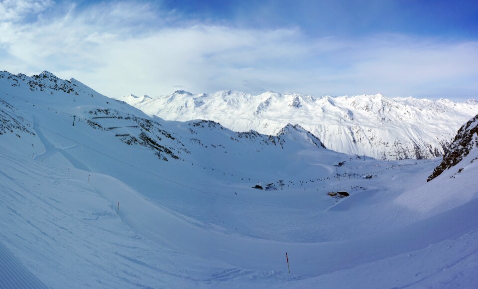 Panoramic ice mountain peak photo