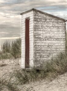 Holland beach hut coast photo