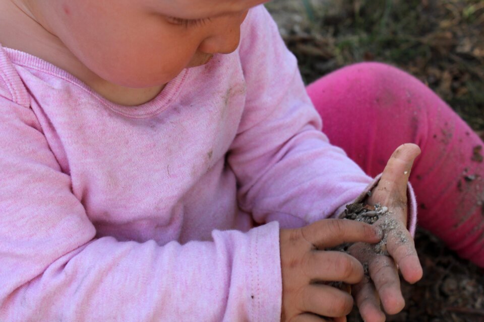 Stones gravel hands