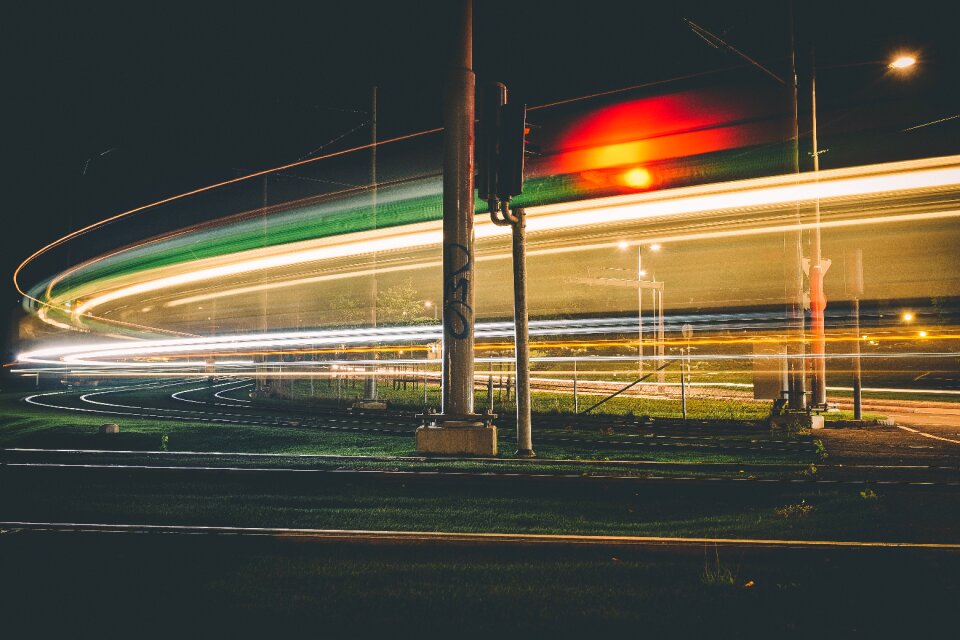 Night traffic light photo
