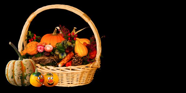 Autumn decoration pumpkins basket