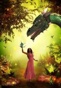 Woman dragon fairy tales photo
