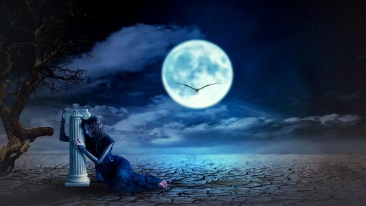 Moon blue moon blue fantasy photo