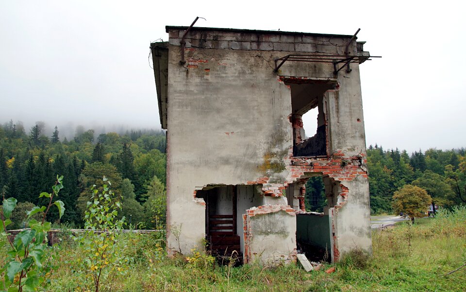 Abandoned destroyed architecture