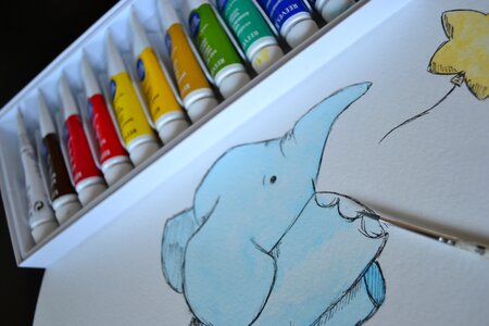 Watercolor elephant art fox photo
