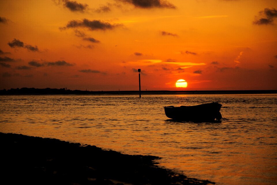 Nature golden boat photo