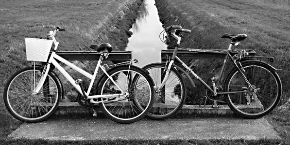 Vehicle monochrome cyclist photo
