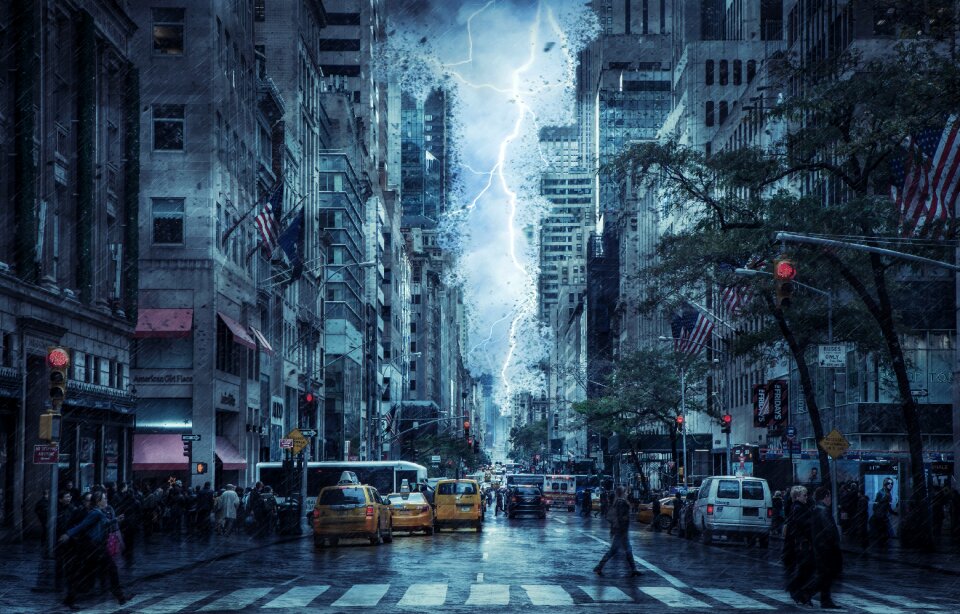 Storm urban blue city