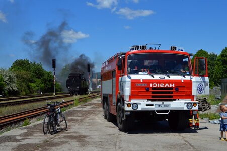 Firefighters railway train