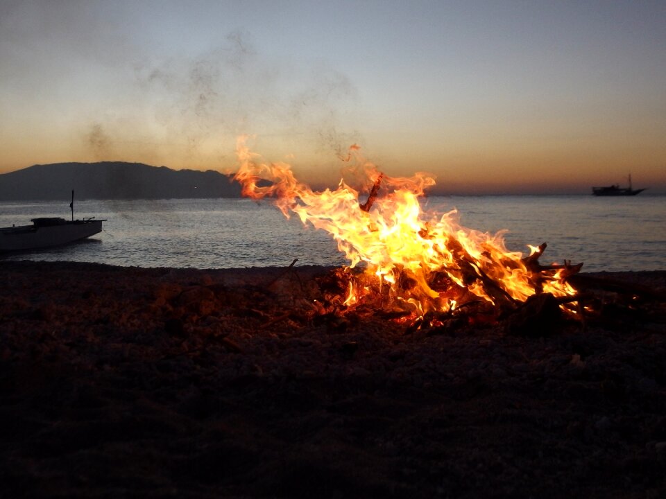 Bonfire beach embers wood