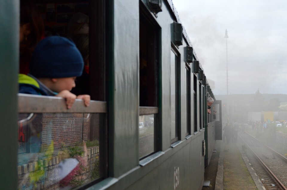 Boy window train
