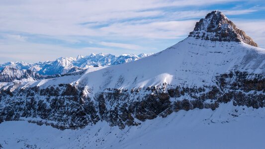 Switzerland winter mountain peaks photo