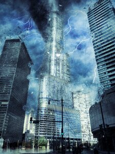 Tower cityscape storm