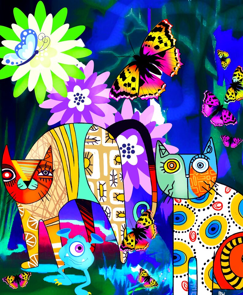 Abstract art butterflies children's wall art