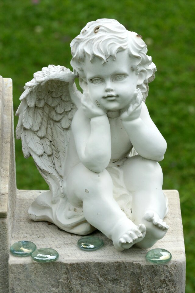 Cemetery angel figure mourning
