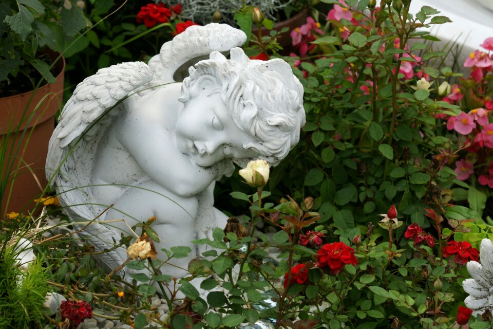 Cemetery angel figure mourning