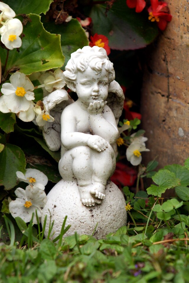 Cemetery angel figure mourning