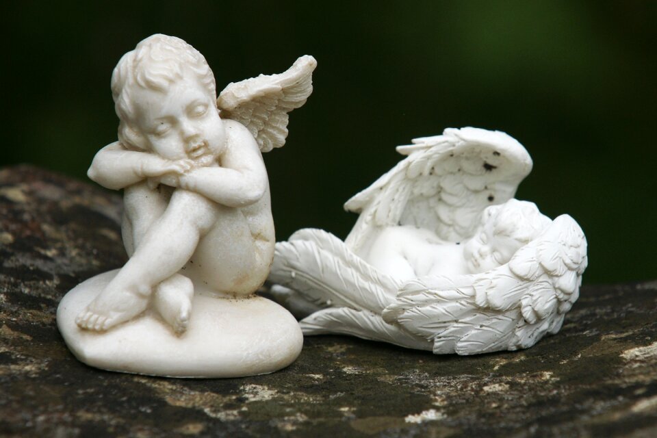 Cemetery angel figure mourning
