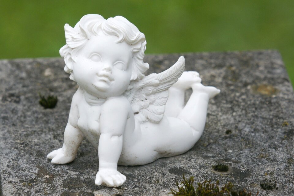 Cemetery angel figure mourning