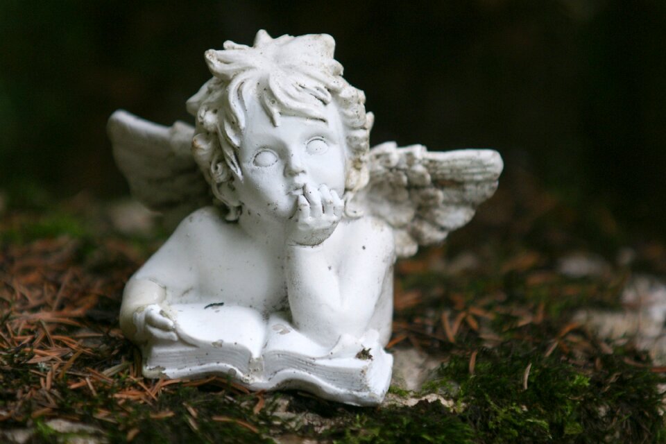 Cemetery angel figure mourning