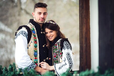 Portrait outdoors couple photo