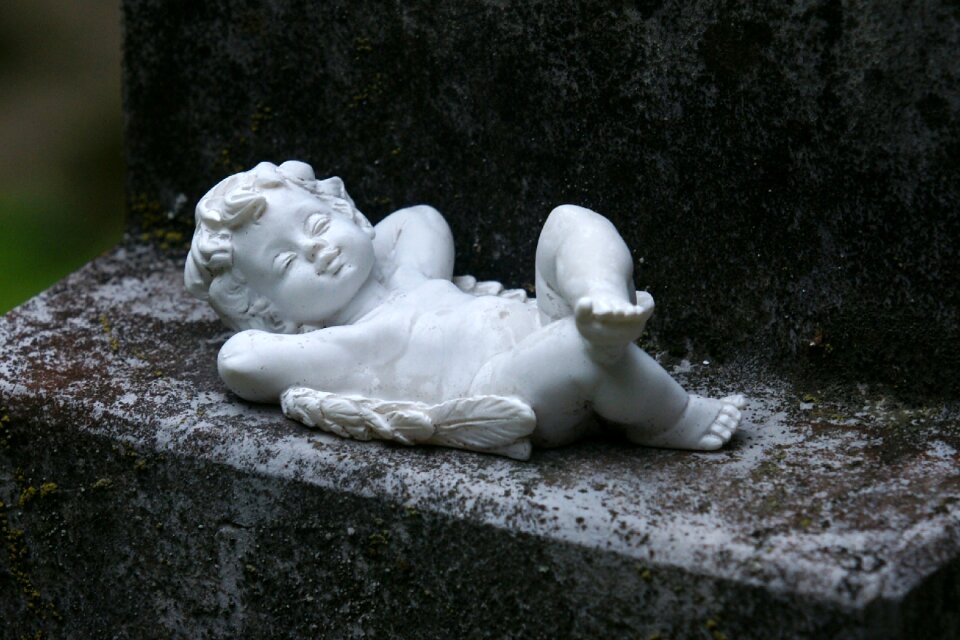 Cemetery angel figure mourning
