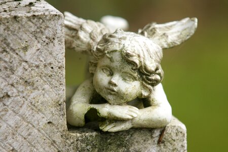 Cemetery angel figure mourning