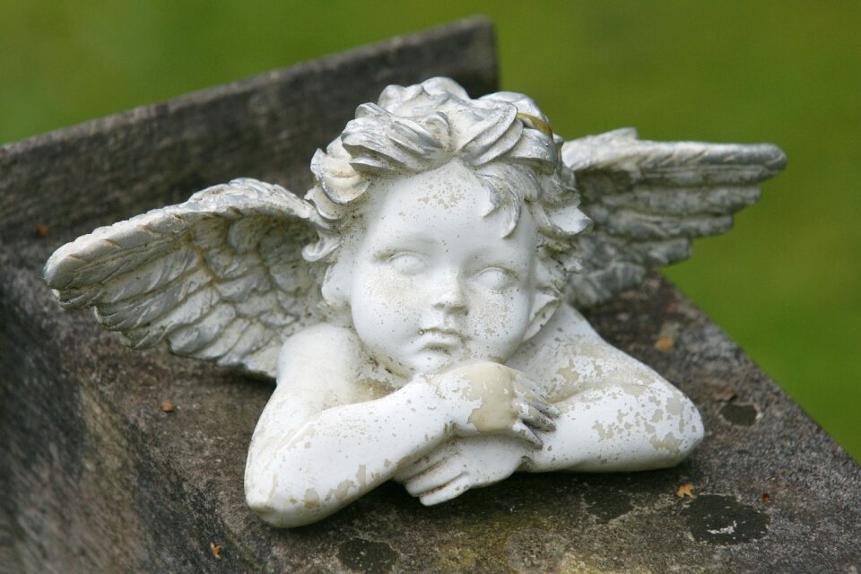 Cemetery angel figure mourning