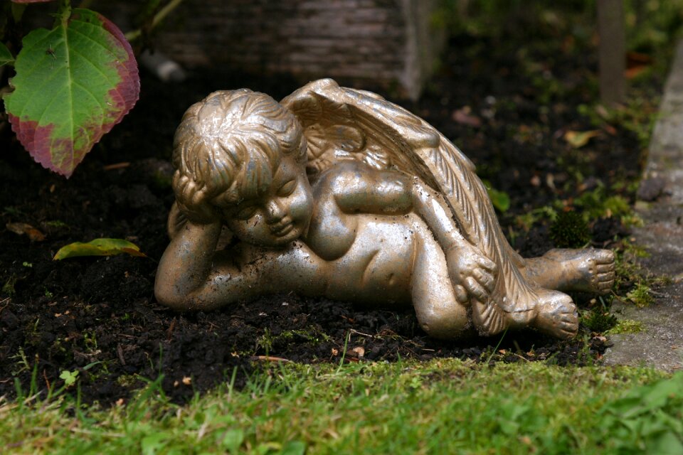 Cemetery angel figure mourning