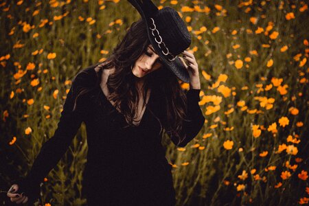Black hat fashion photo