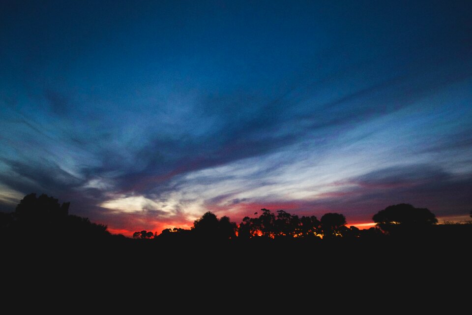 Clouds trees sunset photo