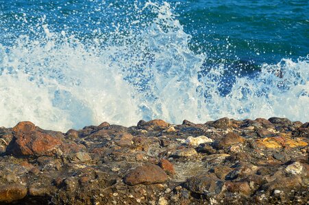 Blue foam breakwater photo