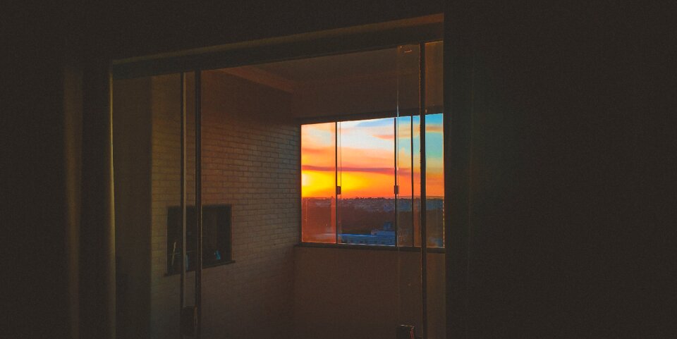 Window sunset sky photo