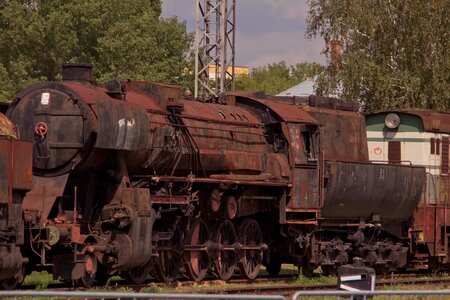 The historical train railway retro photo