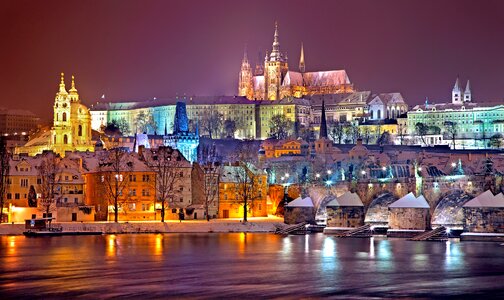 Night prague castle czech republic photo