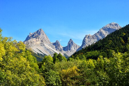 Panoramic views alps mountain ranges photo