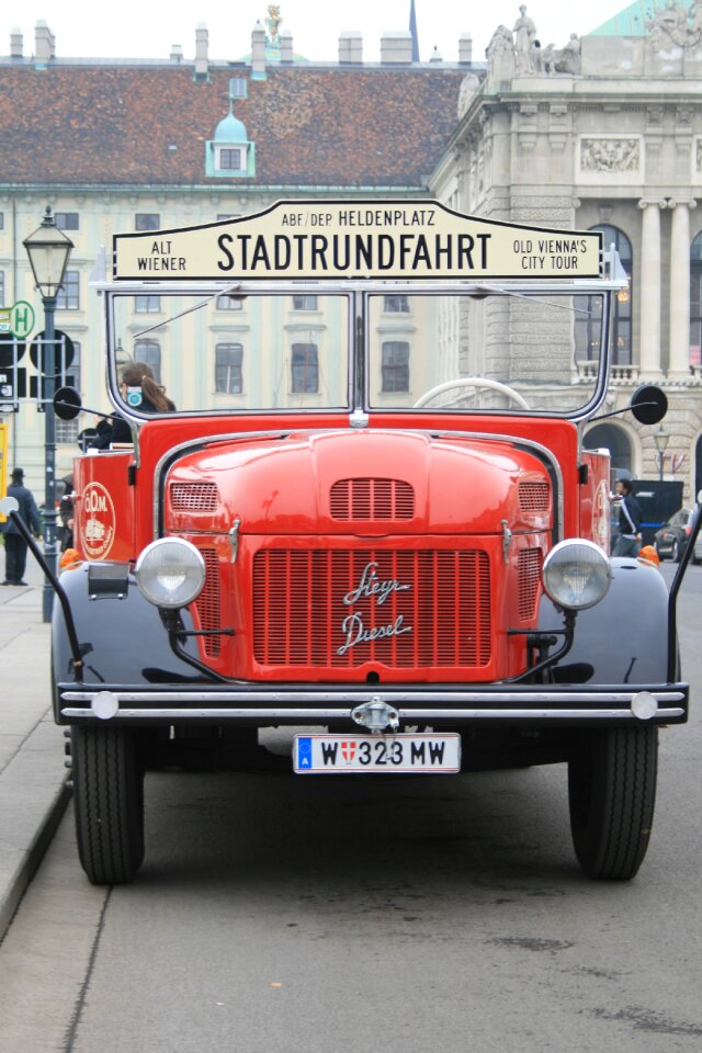 A vintage bus oldtimer red