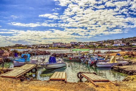 Boats harbor sky