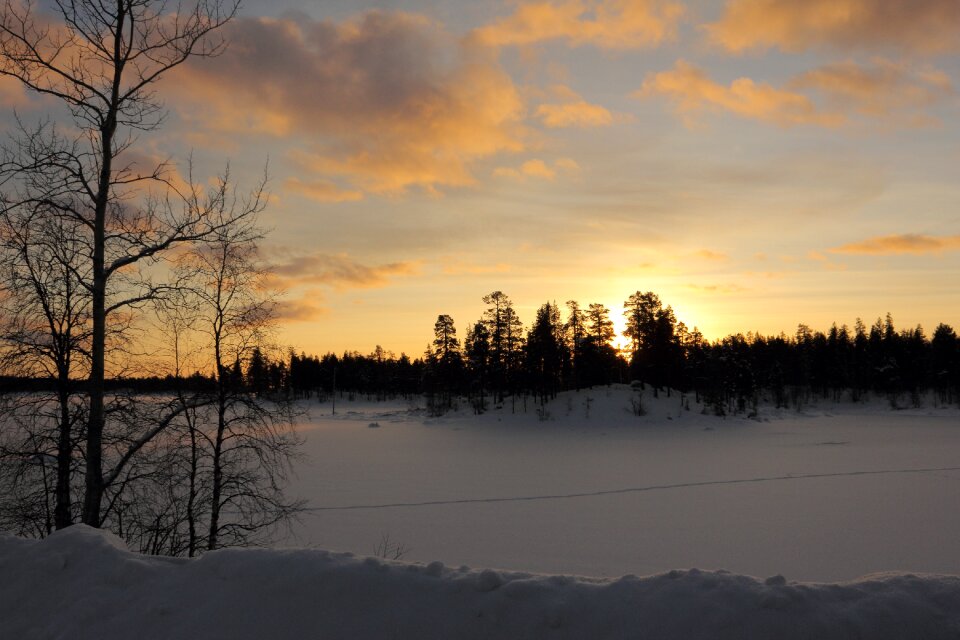 Winter panorama sunset