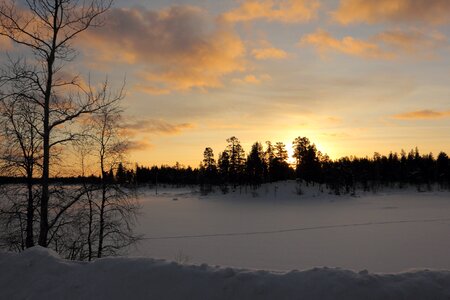 Winter panorama sunset