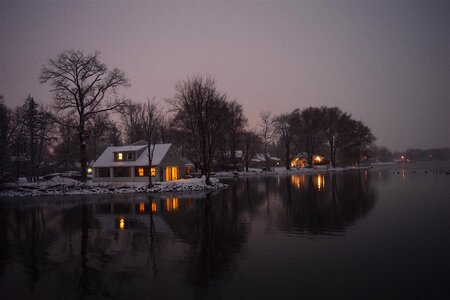 Night lights winter rural