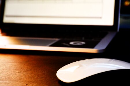 Laptop mouse desk photo