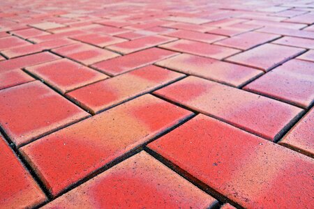 Red brick street surface brick laying photo