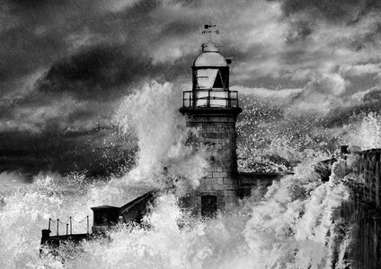 Outdoors monochrome seashore